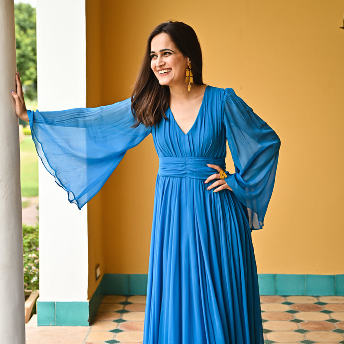 Swedish Blue Flared Dress